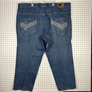 Evolution in Design BAGGY Jean 52x31 Blue Orange Gothic Embroidered WIDE LEG 90s